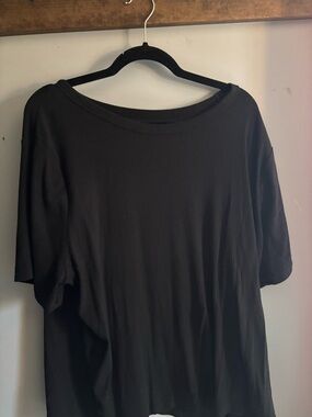 a new day Black Ribbed Short Sleeve Top